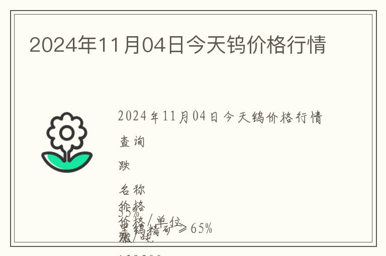 2024年11月04日今天鎢價格行情