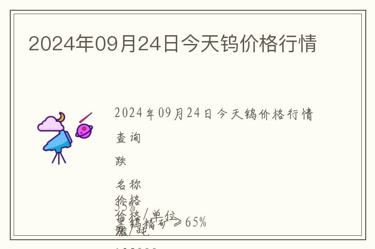 2024年09月24日今天鎢價格行情