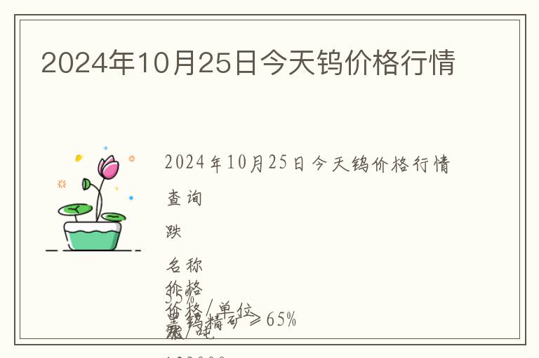 2024年10月25日今天鎢價格行情