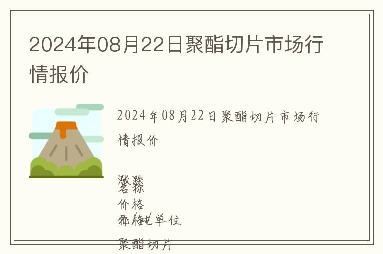 2024年08月22日聚酯切片市場(chǎng)行情報(bào)價(jià)