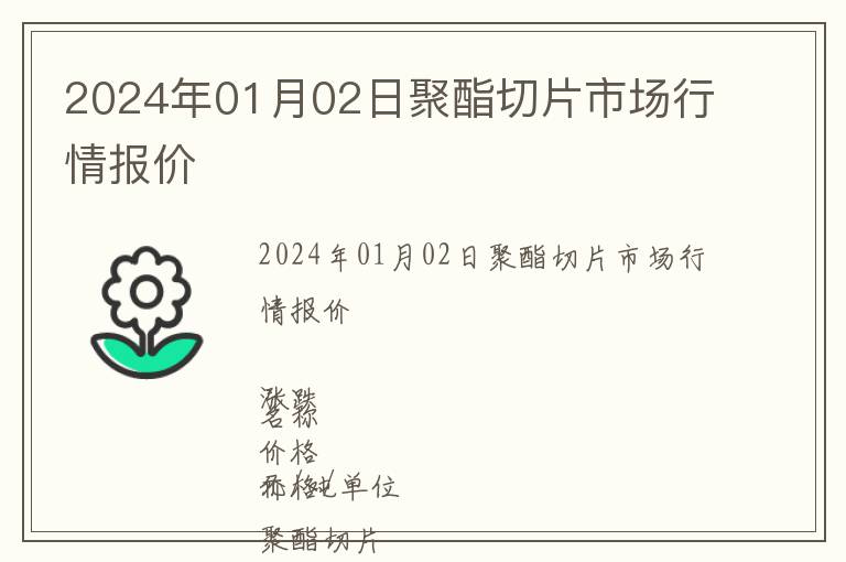 2024年01月02日聚酯切片市場(chǎng)行情報(bào)價(jià)