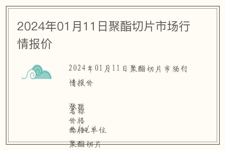 2024年01月11日聚酯切片市場(chǎng)行情報(bào)價(jià)