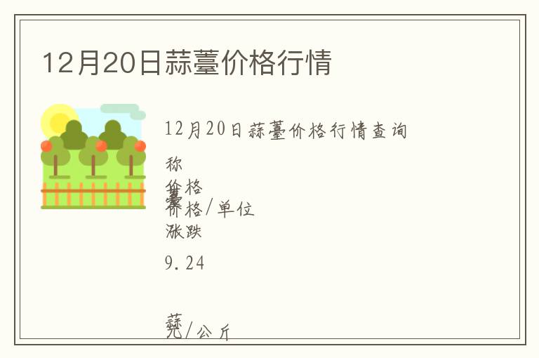 12月20日蒜薹價格行情