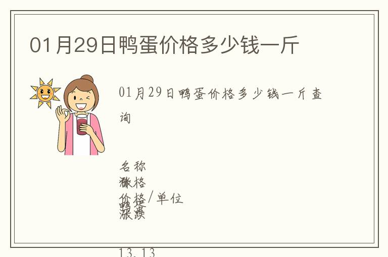 01月29日鴨蛋價格多少錢一斤