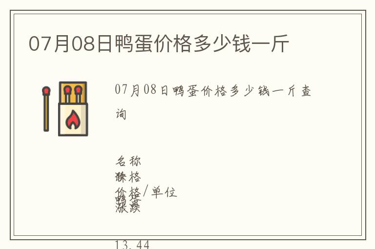 07月08日鴨蛋價(jià)格多少錢一斤