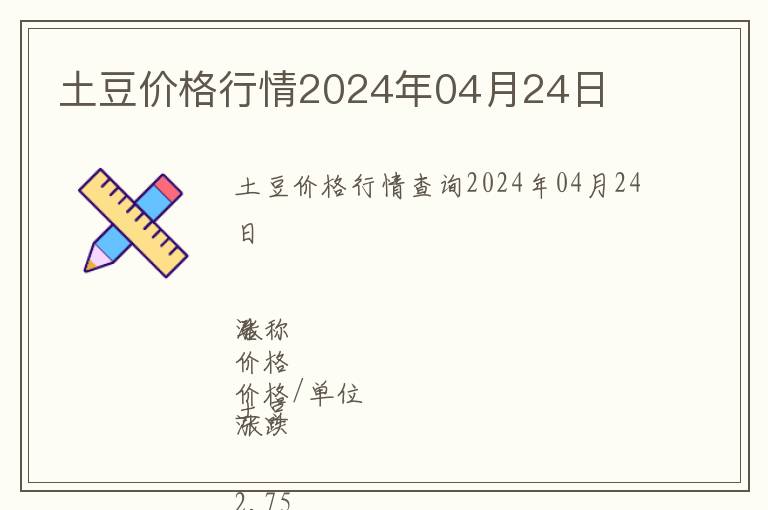 土豆價(jià)格行情2024年04月24日