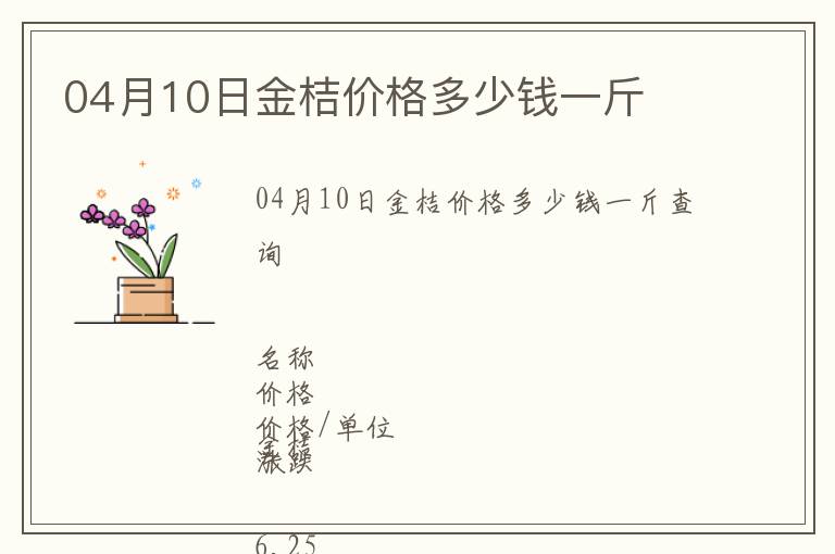 04月10日金桔價(jià)格多少錢一斤