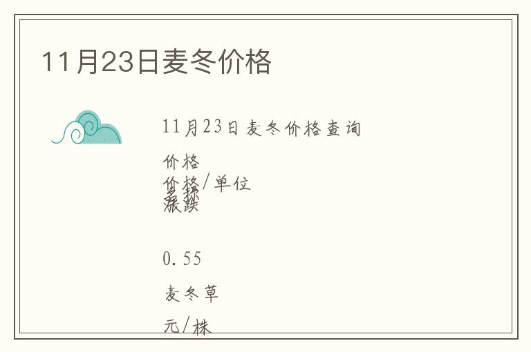 11月23日麥冬價(jià)格