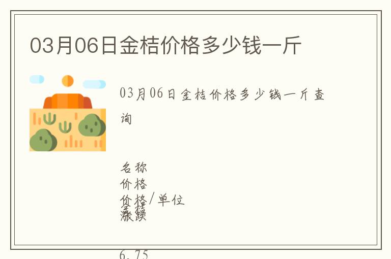 03月06日金桔價(jià)格多少錢一斤