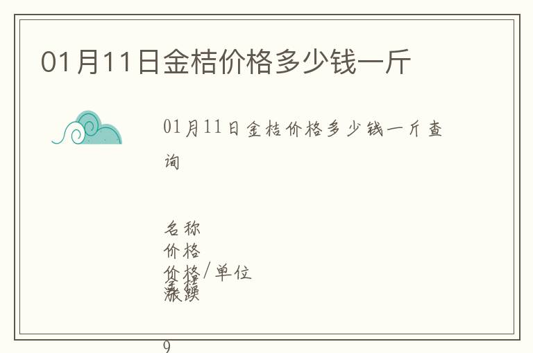 01月11日金桔價(jià)格多少錢一斤