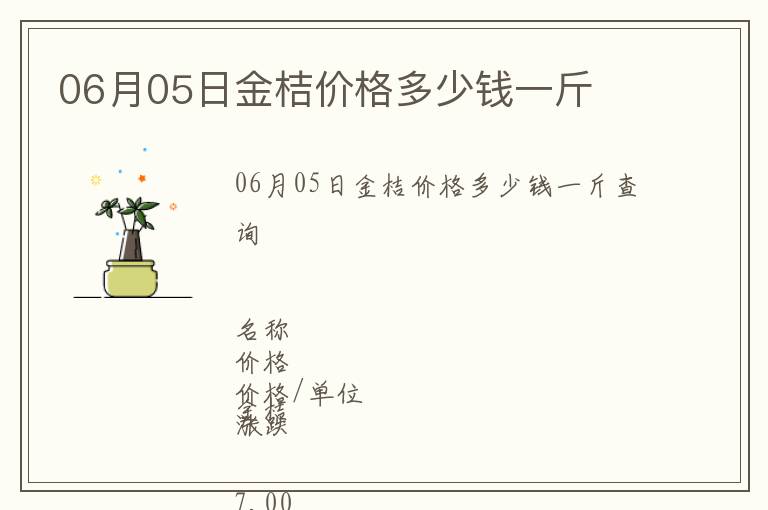 06月05日金桔價(jià)格多少錢一斤