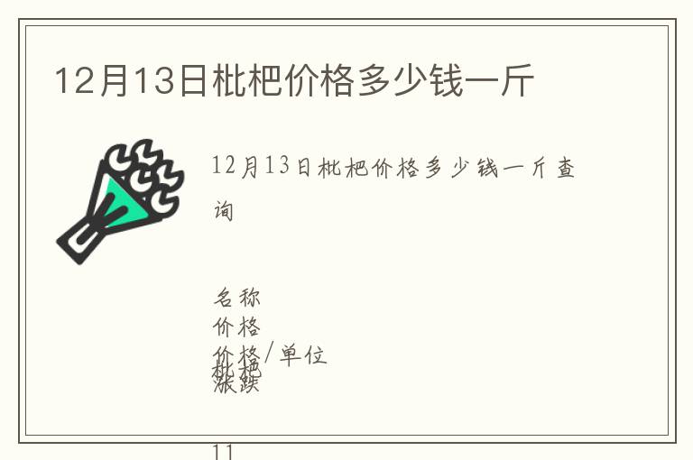 12月13日枇杷價(jià)格多少錢一斤