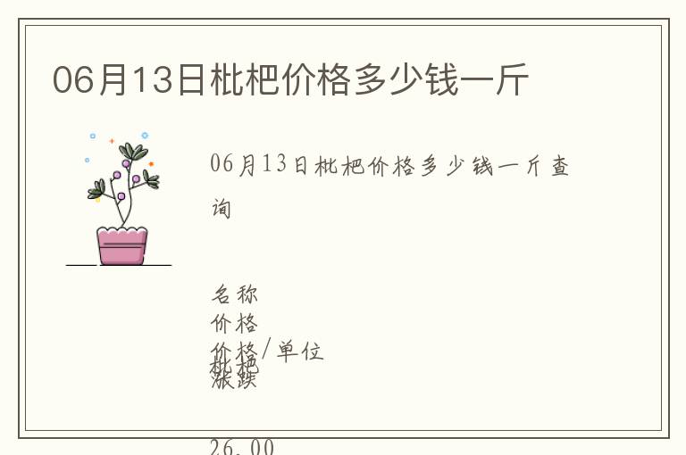 06月13日枇杷價(jià)格多少錢(qián)一斤