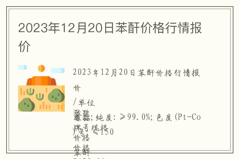 2023年12月20日苯酐價格行情報價