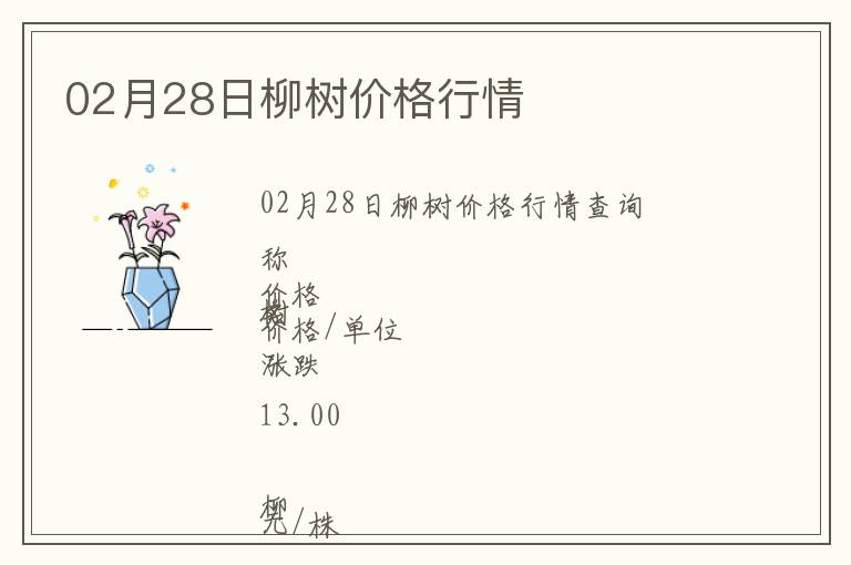 02月28日柳樹價格行情
