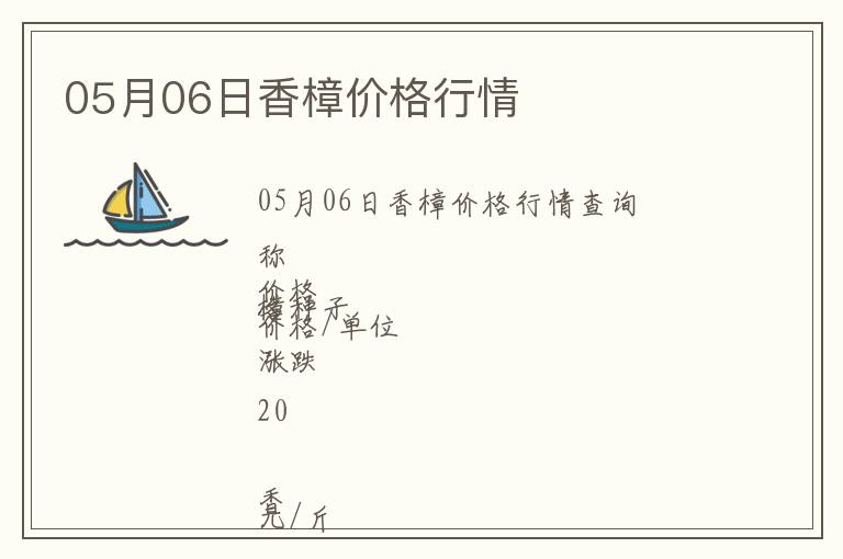 05月06日香樟價格行情