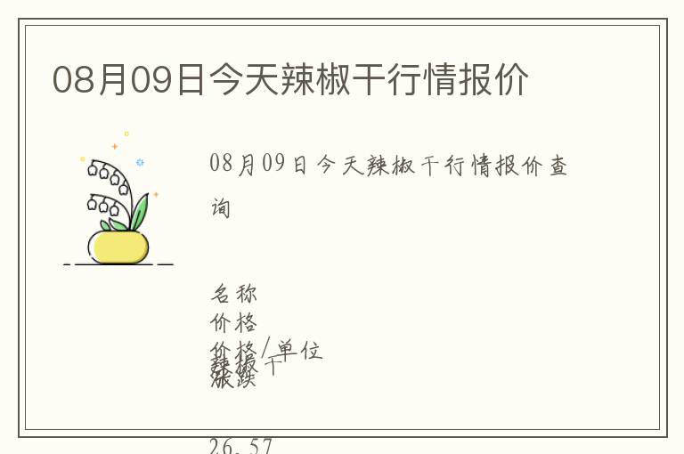 08月09日今天辣椒干行情報(bào)價(jià)
