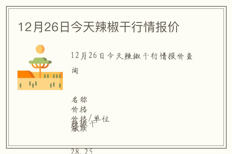 12月26日今天辣椒干行情報(bào)價(jià)
