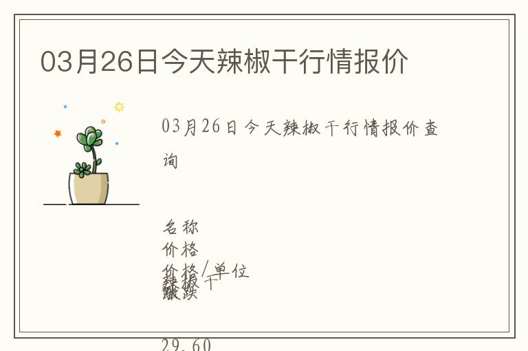 03月26日今天辣椒干行情報(bào)價(jià)