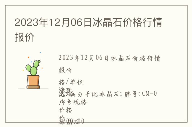 2023年12月06日冰晶石價(jià)格行情報(bào)價(jià)