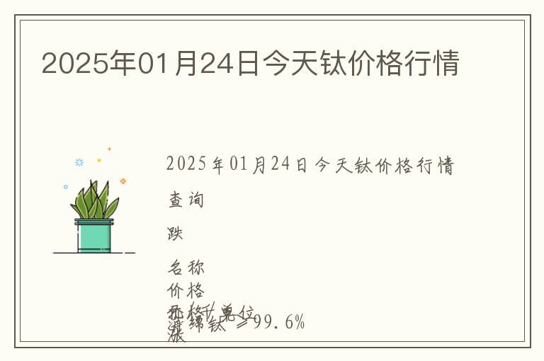 2025年01月24日今天鈦價格行情