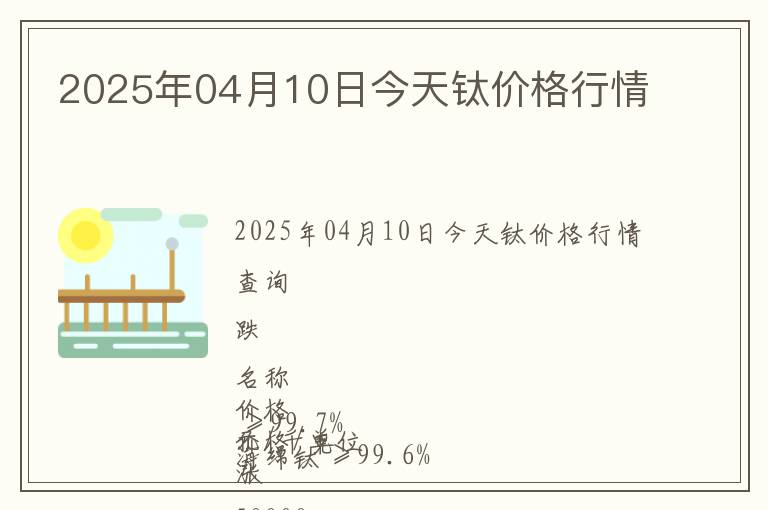 2025年04月10日今天鈦價格行情