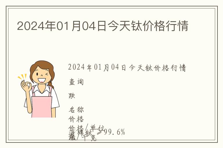 2024年01月04日今天鈦價(jià)格行情