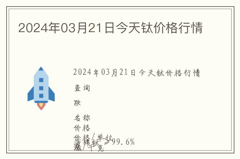 2024年03月21日今天鈦價格行情