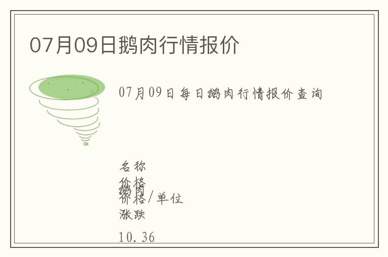 07月09日鵝肉行情報價