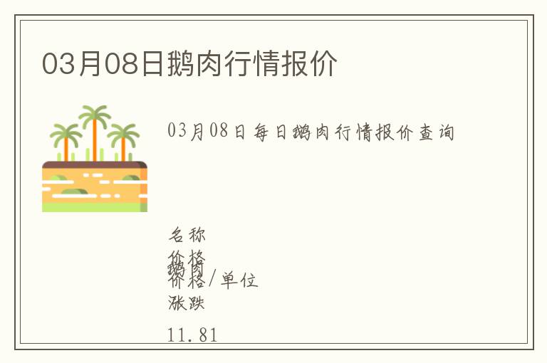 03月08日鵝肉行情報價
