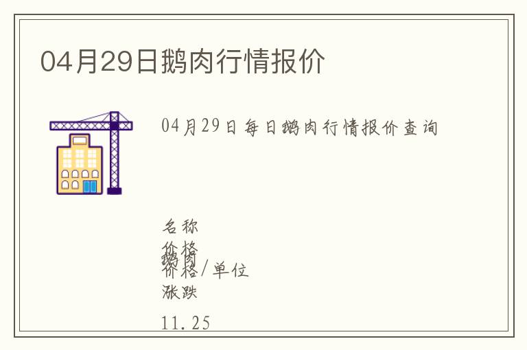04月29日鵝肉行情報(bào)價(jià)