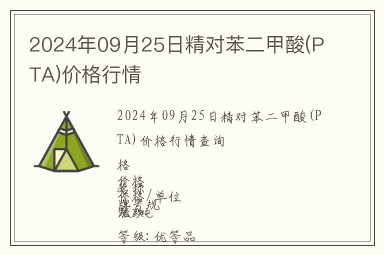 2024年09月25日精對苯二甲酸(PTA)價(jià)格行情