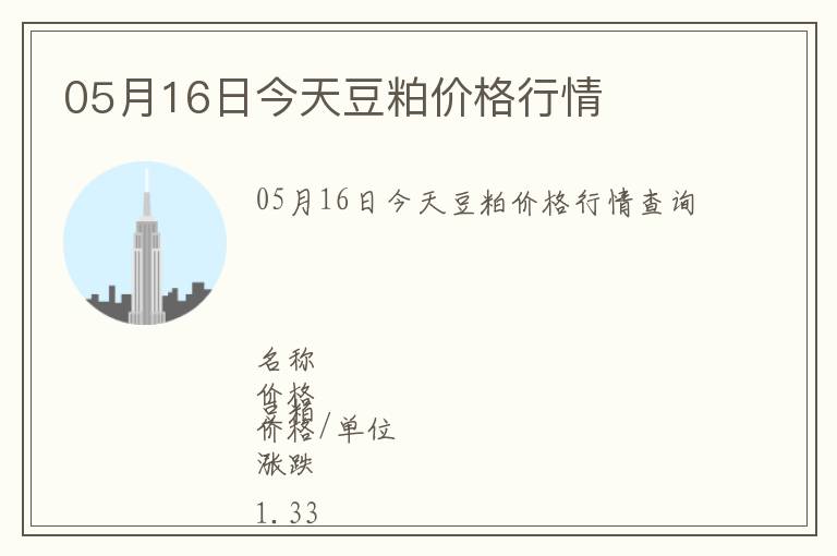 05月16日今天豆粕價(jià)格行情
