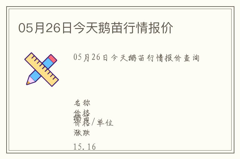 05月26日今天鵝苗行情報(bào)價(jià)