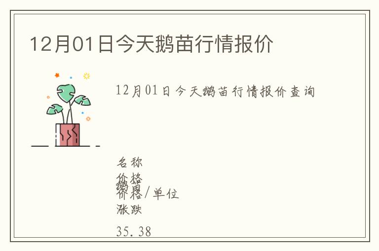 12月01日今天鵝苗行情報(bào)價(jià)