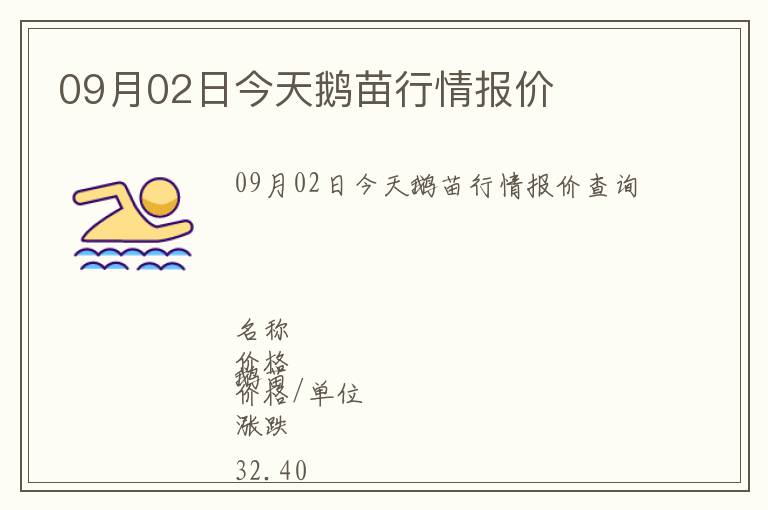 09月02日今天鵝苗行情報(bào)價(jià)