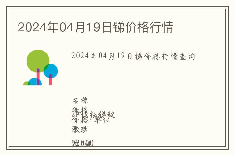 2024年04月19日銻價(jià)格行情