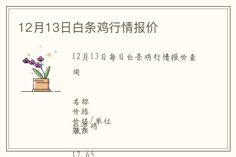 12月13日白條雞行情報(bào)價(jià)