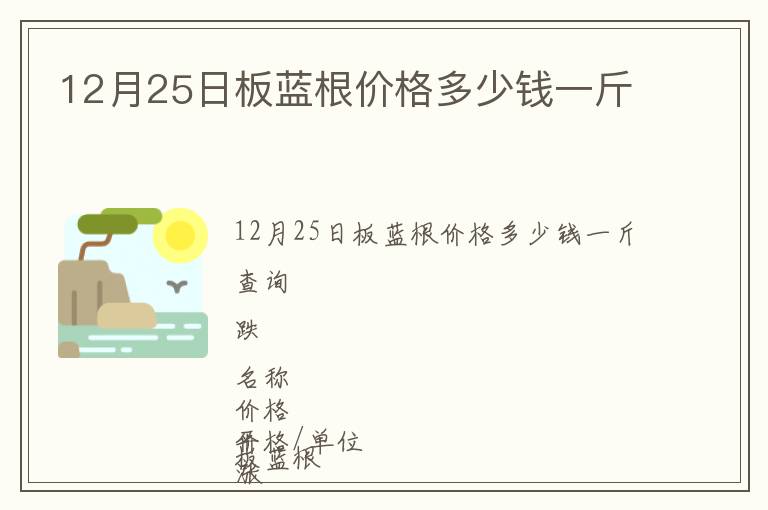 12月25日板藍(lán)根價格多少錢一斤