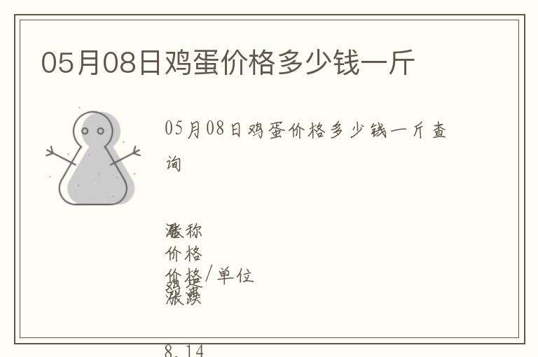 05月08日雞蛋價(jià)格多少錢一斤
