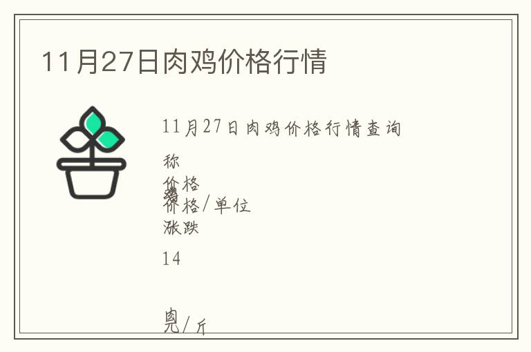 11月27日肉雞價(jià)格行情
