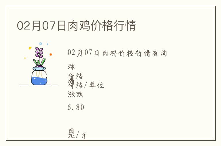 02月07日肉雞價(jià)格行情