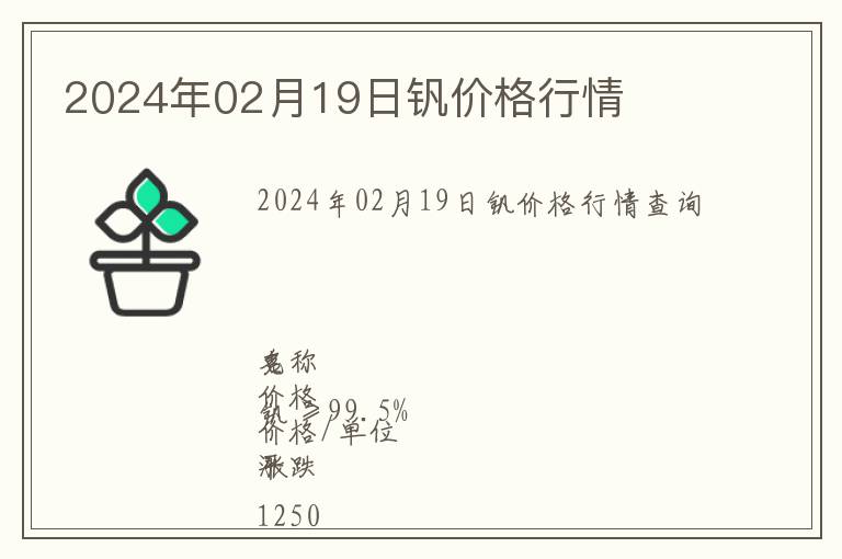 2024年02月19日釩價(jià)格行情