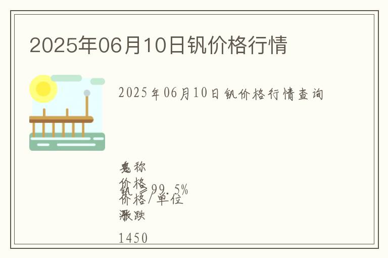 2025年06月10日釩價(jià)格行情