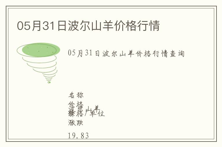 05月31日波爾山羊價(jià)格行情