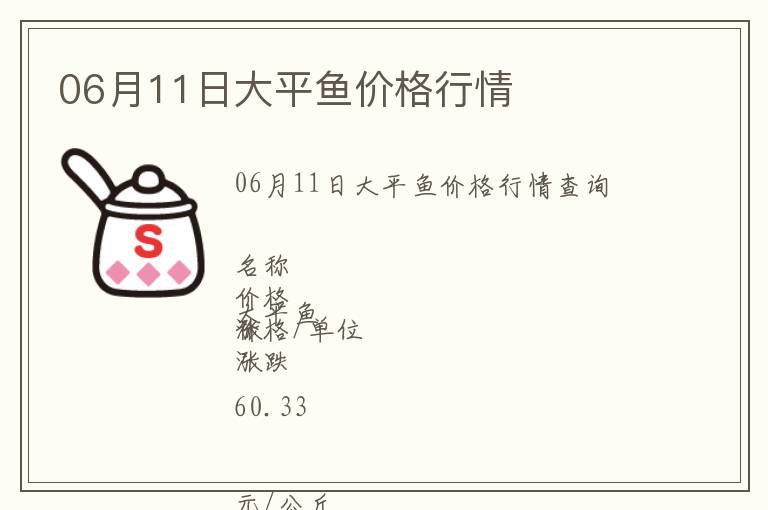06月11日大平魚價(jià)格行情