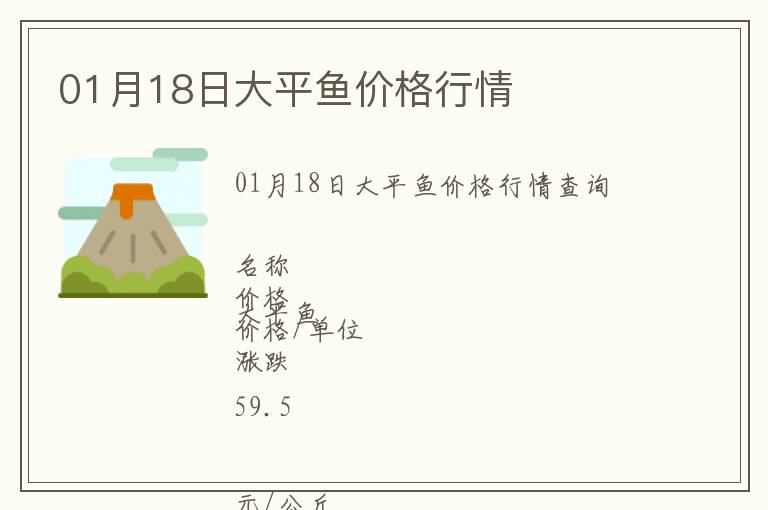 01月18日大平魚價格行情