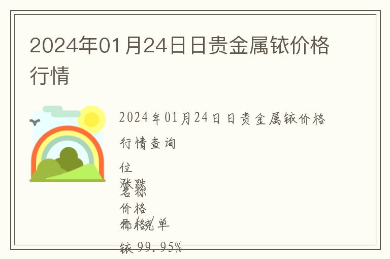 2024年01月24日日貴金屬銥價(jià)格行情