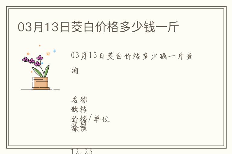 03月13日茭白價格多少錢一斤