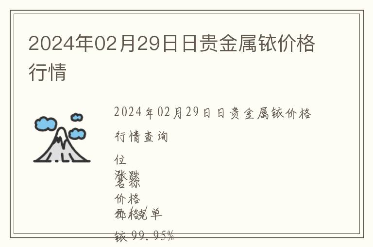 2024年02月29日日貴金屬銥價格行情